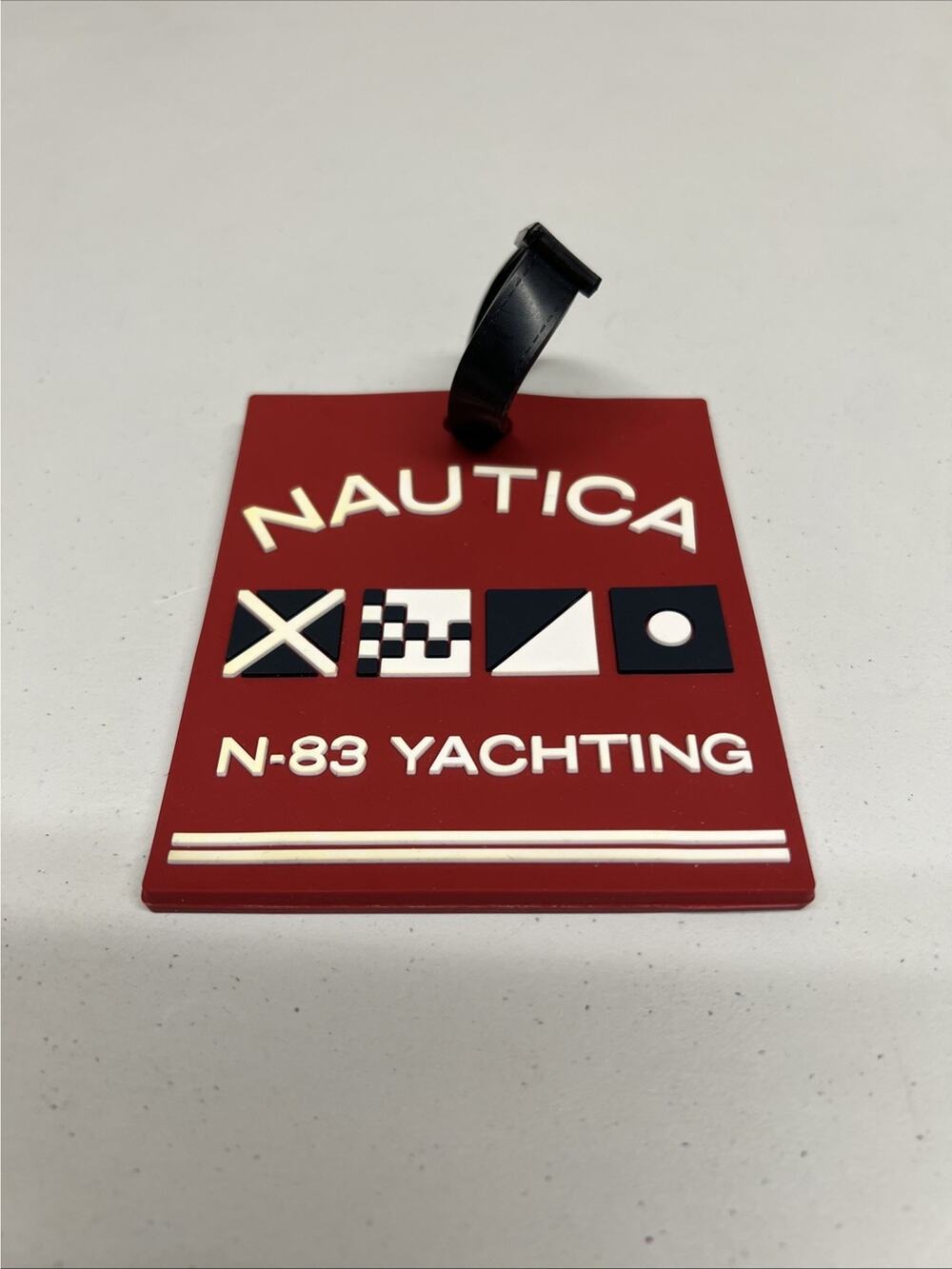 Nautica Large ID Luggage Tags Straps Travel Suitcase Red & Blue Rubber 4x4 Inch